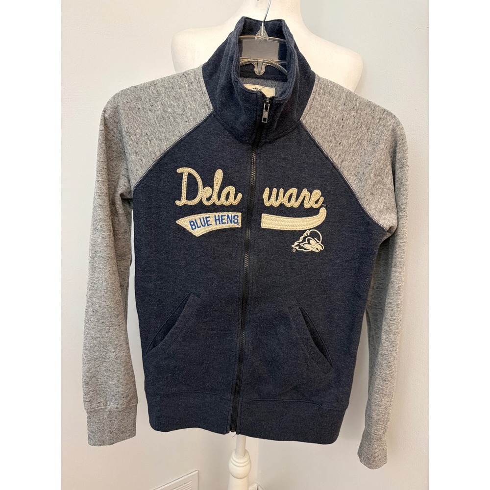 Campus Crew Delaware Blue Hens Full Zip Sweatshirt Navy Gray Women Medium